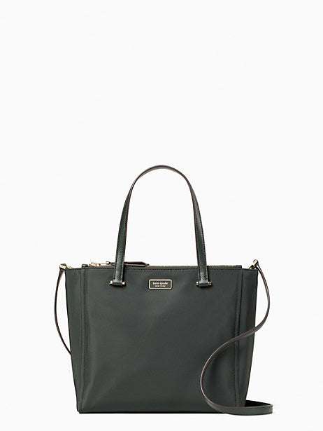 Kate Spade WKRU5918 Dawn Medium Satchel Double zip Nylon Bag Black