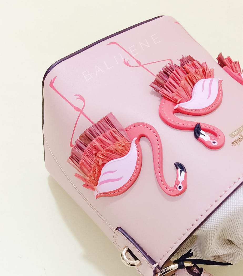 Kate Spade Wkru5957 By The Pool Flamingo Pippa Leather Bucket Bag
