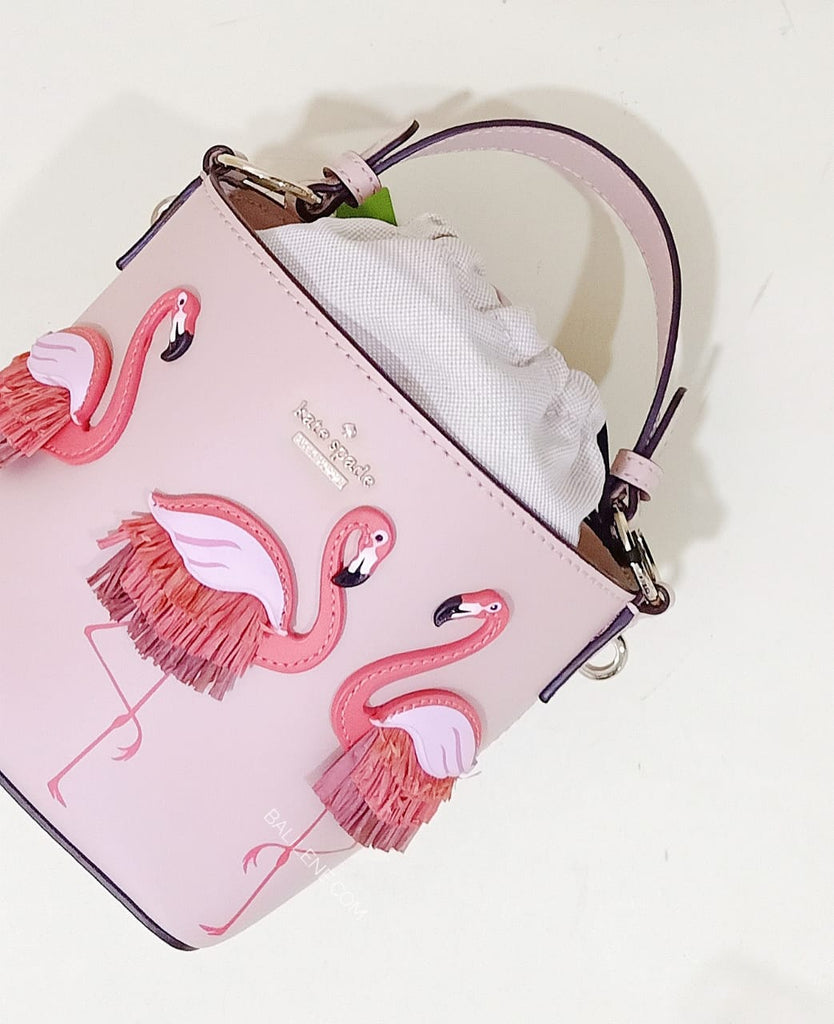Kate Spade Wkru5957 By The Pool Flamingo Pippa Leather Bucket Bag
