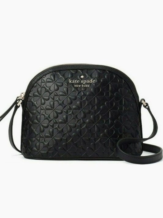 Kate Spade Wkru6770 Dome Large Crossbody Hollie Spade Clover Geo Emboss Black