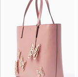 Kate Spade WKRU5698 New York All The Buzz Butterfly Little Len Tote in Dusty Peony