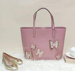 Kate Spade WKRU5698 New York All The Buzz Butterfly Little Len Tote in Dusty Peony