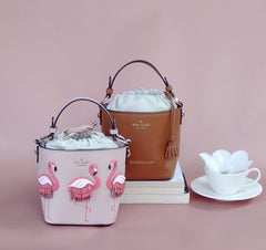 Kate Spade Wkru5957 By The Pool Flamingo Pippa Leather Bucket Bag