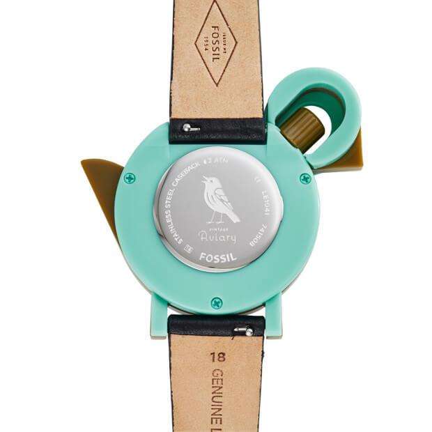 Fossil LE1041 Limited Edition Vintage Aviary Three Hand Black Leather Watch