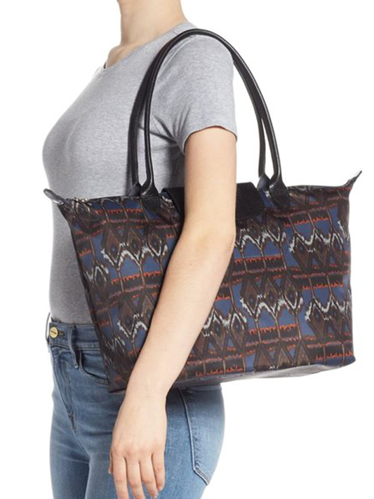 Longchamp L1899649006 Le Pliage Medium Ikat Nylon Tote Navy