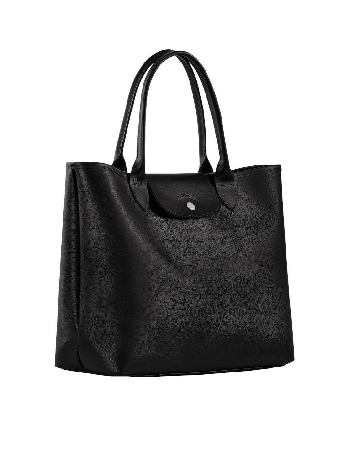 Longchamp-Le-Pliage-City-Top-Handle-Bag-Black-Balilene-samping