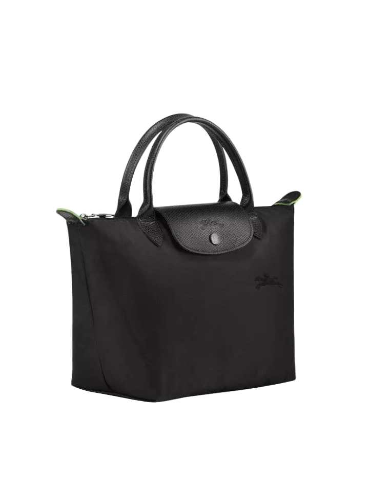 Longchamp-Le-Pliage-Green-Top-Handle-Bag-Small-Black-Balilene-samping