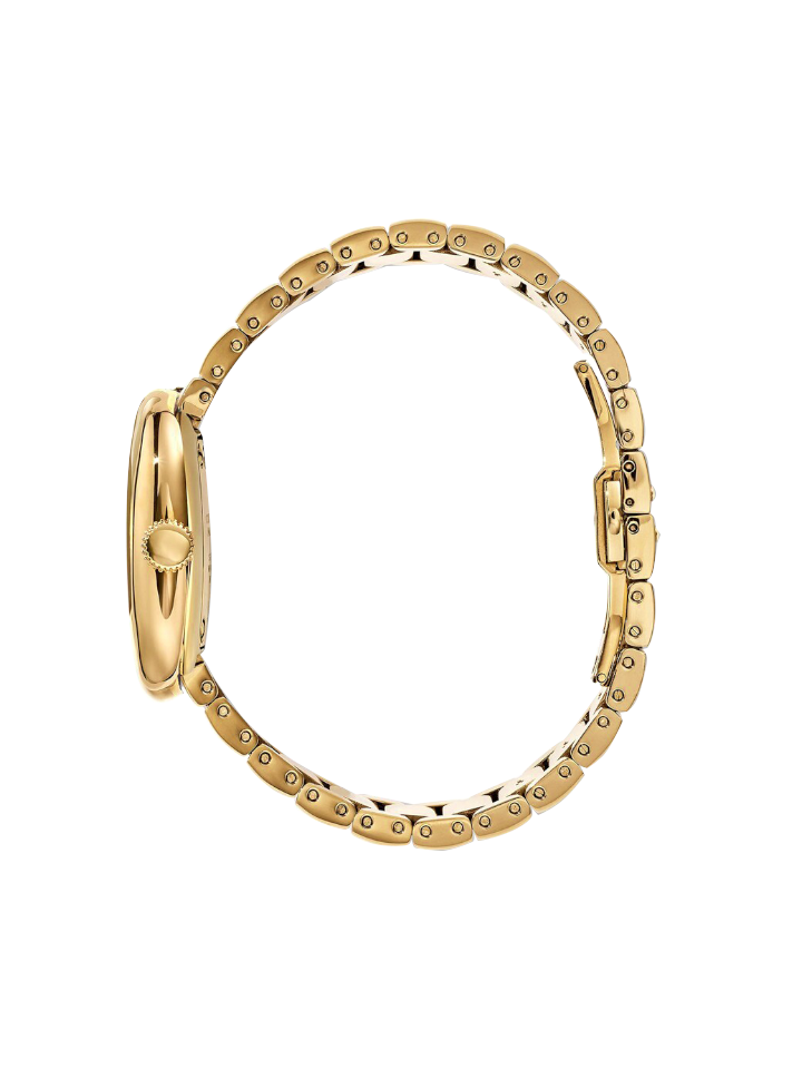 Marc Jacobs The Cushion Black Dial Gold Bracelet Watch