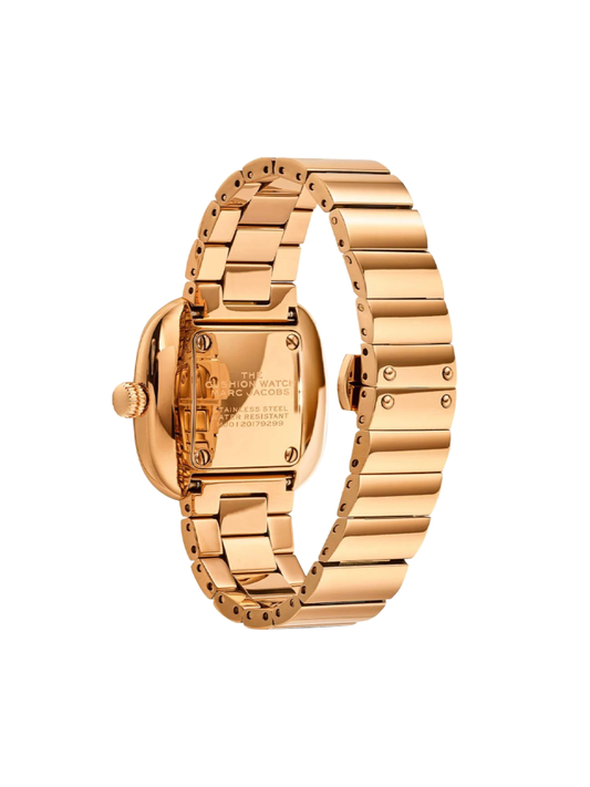 Marc Jacobs The Cushion Silver Dial Rose Gold Bracelet Watch