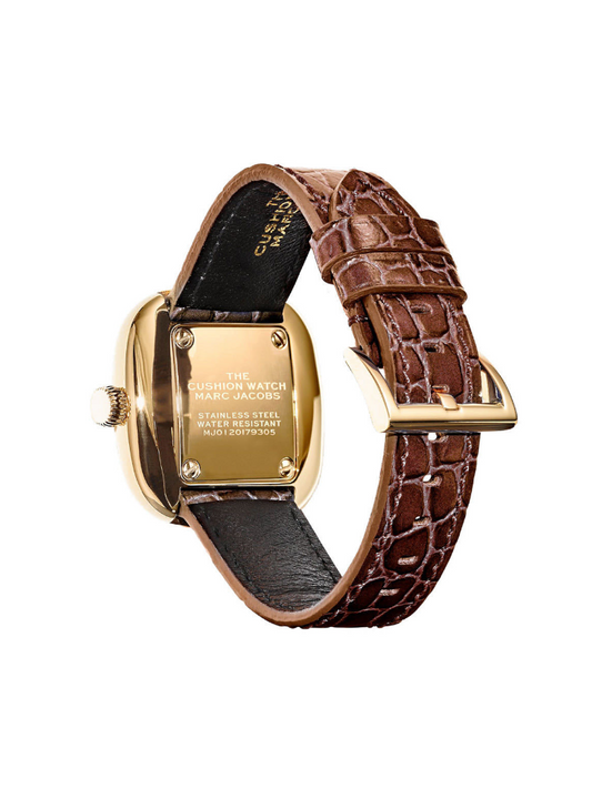 Marc Jacobs The Cushion Champagne Dial Brown Leather Strap
