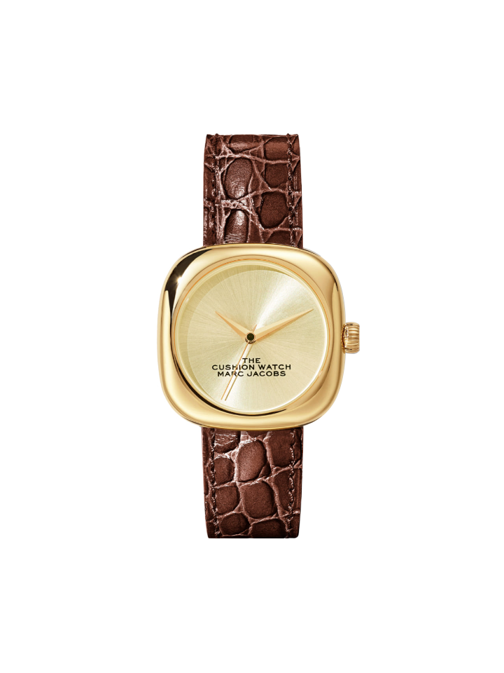 Marc Jacobs The Cushion Champagne Dial Brown Leather Strap
