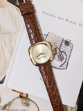 Marc Jacobs The Cushion Champagne Dial Brown Leather Strap