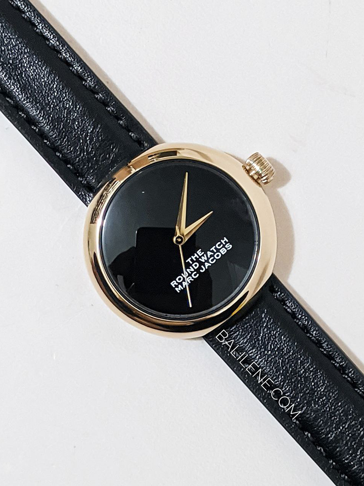Marc Jacobs The Round Leather Strap Watch Black