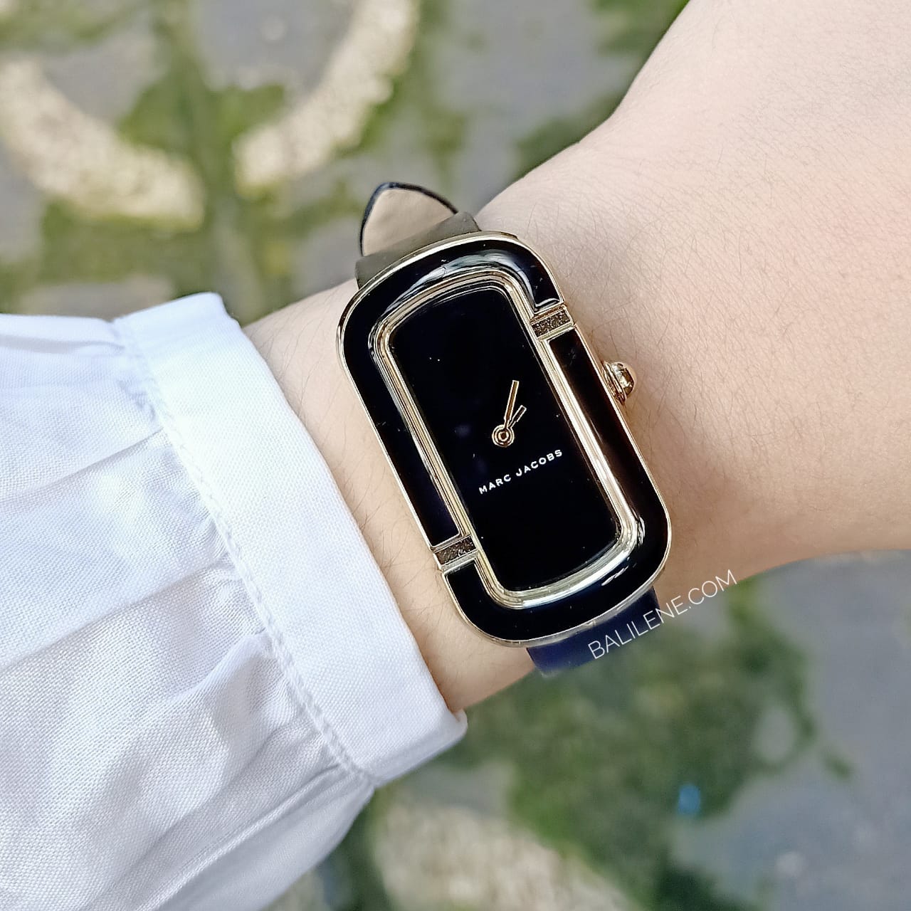 Marc Jacobs MJ1566 The Jacobs Black Leather Strap Gold Trim