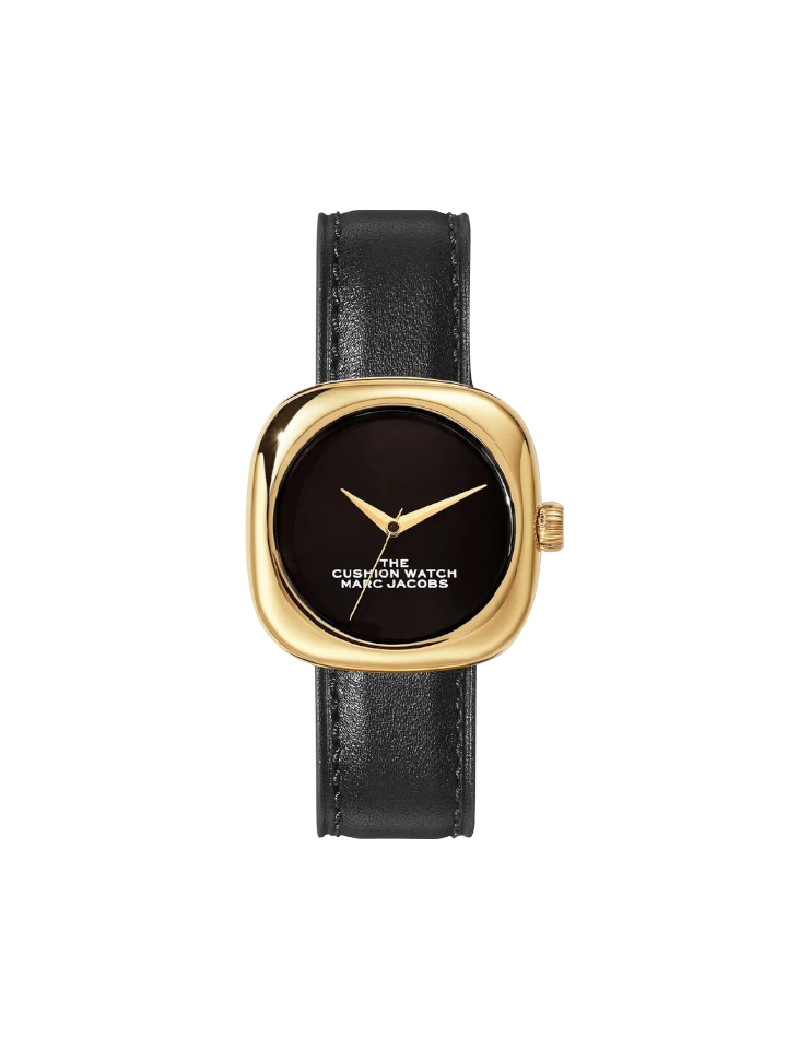 Marc Jacobs The Cushion Black Dial Leather Strap