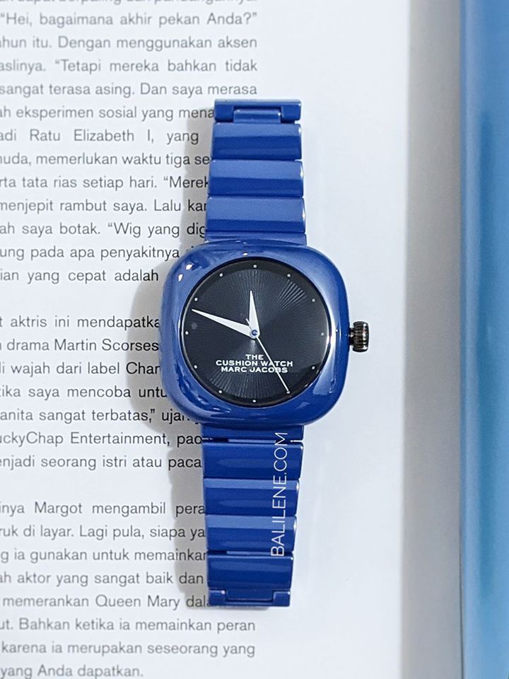 Marc Jacobs The Cushion Blue Dial Ceramic Bracelet Watch