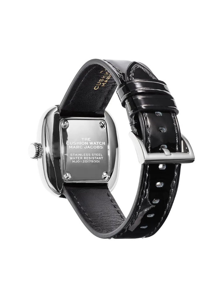 Marc Jacobs The Cushion Silver-Black Dial Leather Strap