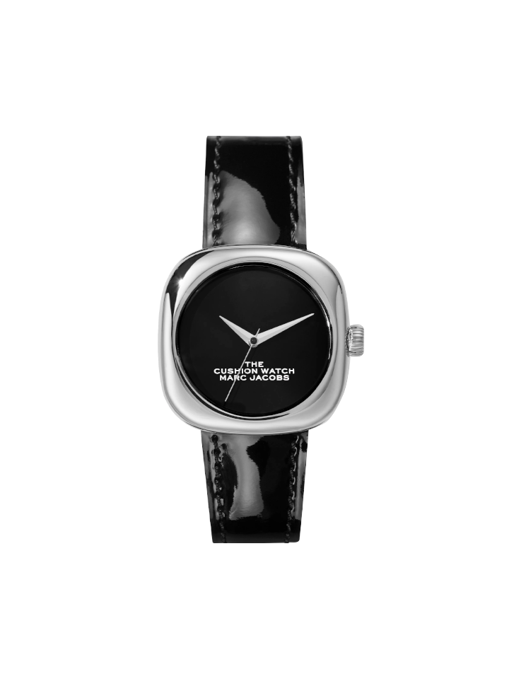 Marc Jacobs The Cushion Silver-Black Dial Leather Strap