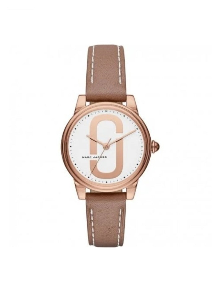 Marc Jacobs MJ1579 Rose Gold-Tone Corie Brown Leather Three-Hand Watch