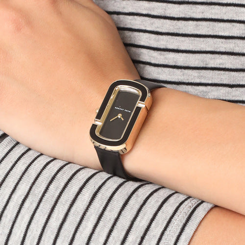 Marc Jacobs MJ1566 The Jacobs Black Leather Strap Gold Trim