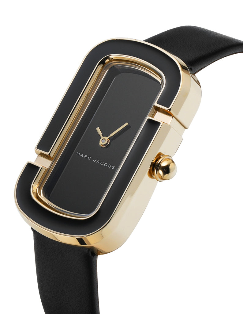 Marc Jacobs MJ1566 The Jacobs Black Leather Strap Gold Trim