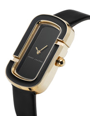 Marc Jacobs MJ1566 The Jacobs Black Leather Strap Gold Trim