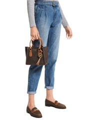 Michael Kors 30F1G2KS1B Kris Small Logo Satchel Brown Accorn