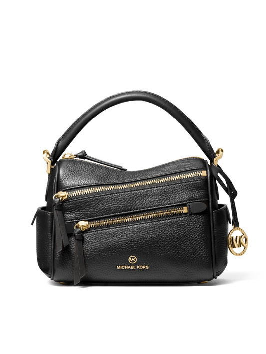 Michael Kors 30F1G9LS1L Lorimer Small Pebbled Leather Satchel Black