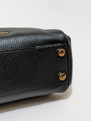 Michael Kors 30F1G9LS6L Lorimer Medium Pebbled Leather Satchel Bag Black