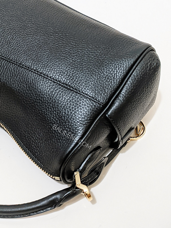 Michael Kors 30F1G9LS6L Lorimer Medium Pebbled Leather Satchel Bag Black