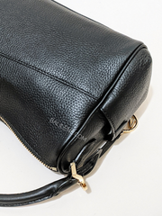 Michael Kors 30F1G9LS6L Lorimer Medium Pebbled Leather Satchel Bag Black