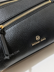 Michael Kors 30F1G9LS6L Lorimer Medium Pebbled Leather Satchel Bag Black