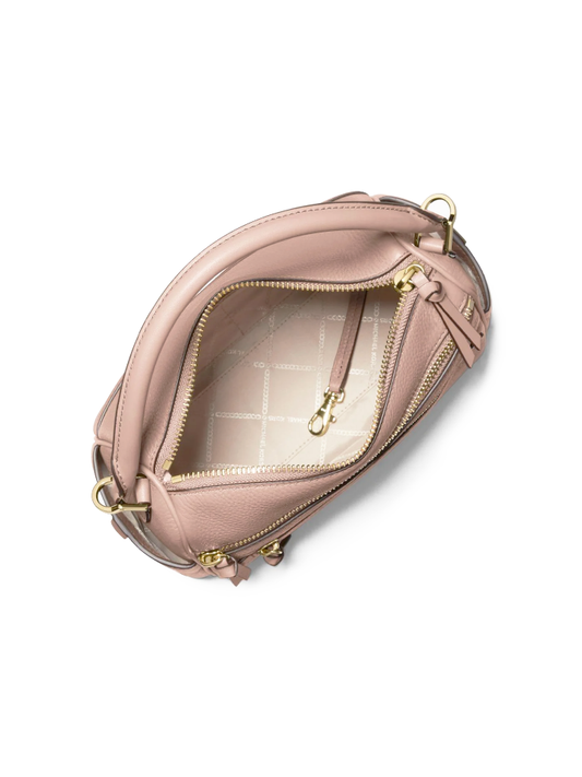Michael Kors 30F1G9LS6L Lorimer Medium Pebbled Leather Satchel Bag Soft Pink