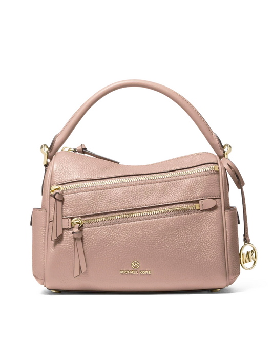 Michael Kors 30F1G9LS6L Lorimer Medium Pebbled Leather Satchel Bag Soft Pink