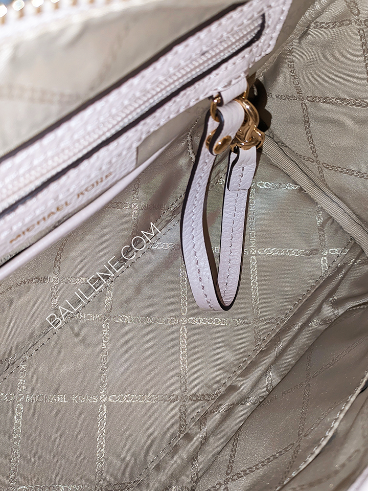Michael Kors 30F1G9LS6L Lorimer Medium Pebbled Leather Satchel Bag Soft Pink