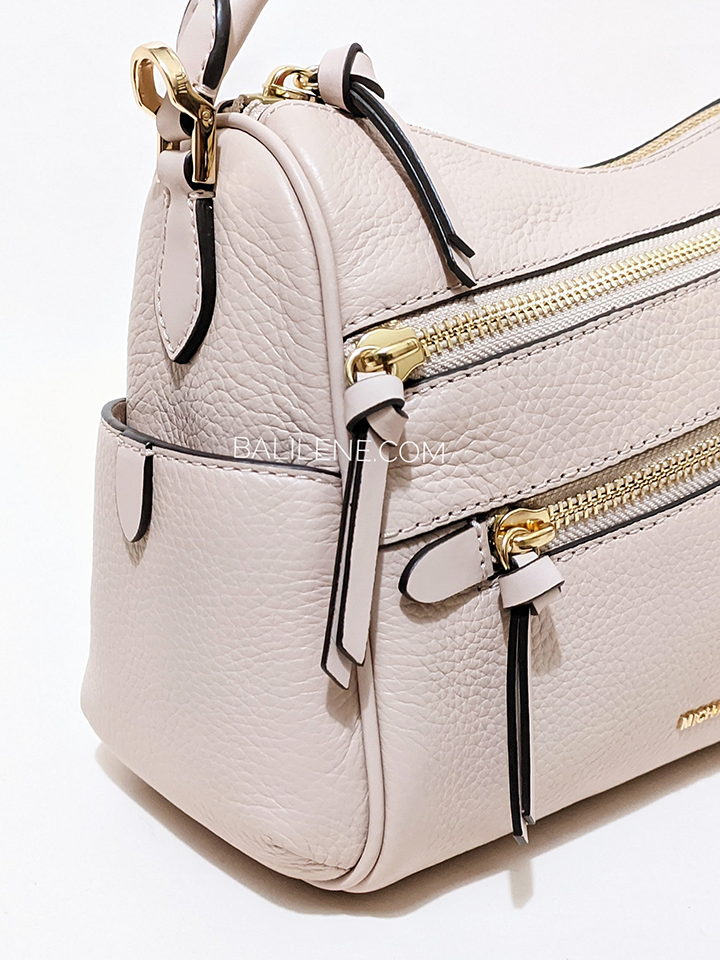 Michael Kors 30F1G9LS6L Lorimer Medium Pebbled Leather Satchel Bag Soft Pink