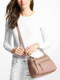 Michael Kors 30F1G9LS6L Lorimer Medium Pebbled Leather Satchel Bag Soft Pink