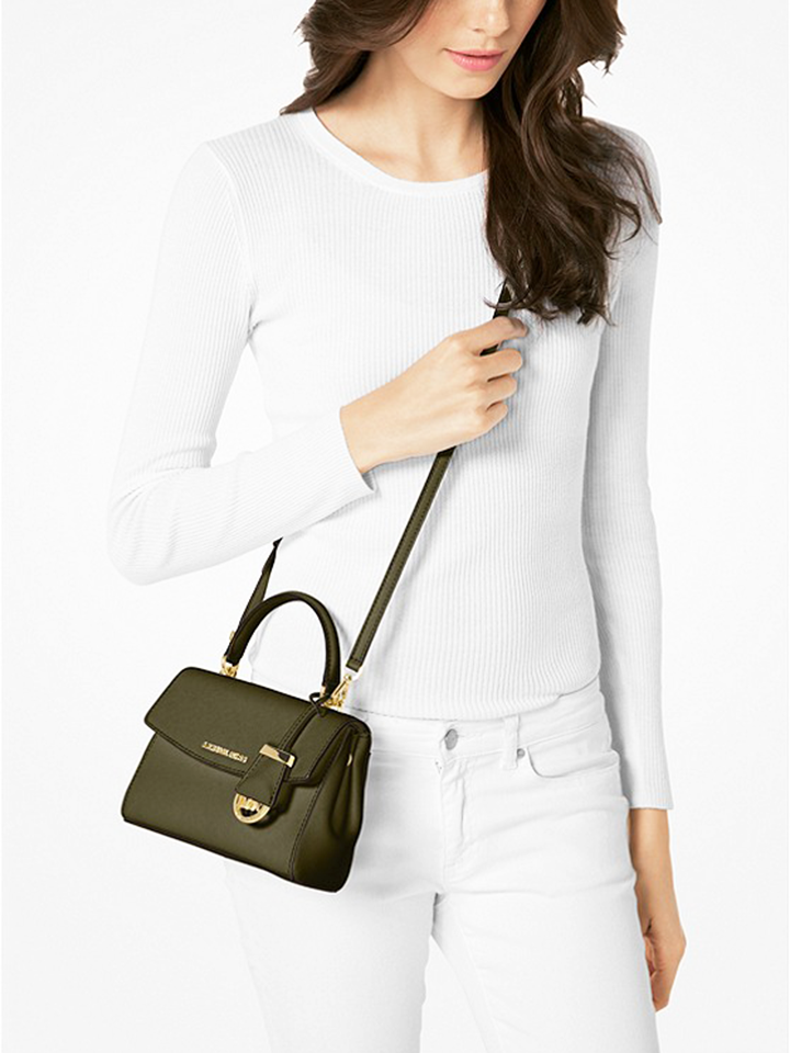 Michael Kors Ava Extra-Small Saffiano Leather Crossbody Bag Olive