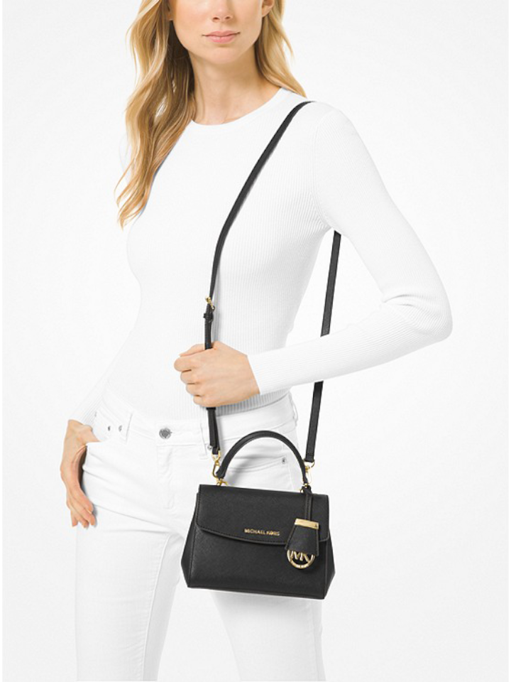 Michael Kors Ava Extra-Small Saffiano Leather Crossbody Bag Black – Balilene