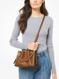 Michael Kors 32S1G4MC1L Mina Small Pebbled Leather Crossbody Bag Luggage