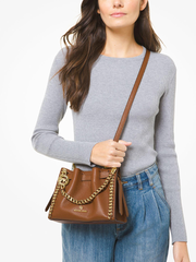 Michael Kors 32S1G4MC1L Mina Small Pebbled Leather Crossbody Bag Luggage