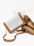 Michael Kors 32S2GJ6C7B Jet Set Large Logo Crossbody Bag Vanilla
