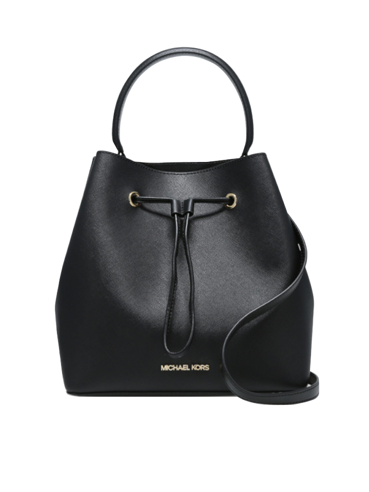 Michael Kors 35F0GU2M7T Suri Large Bucket Massanger Leather Black Balilene