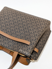 Michael Kors 35H0GU5S1B Emilia Small Logo Satchel Brown