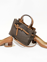 Michael Kors 35H0GU5S1B Emilia Small Logo Satchel Brown