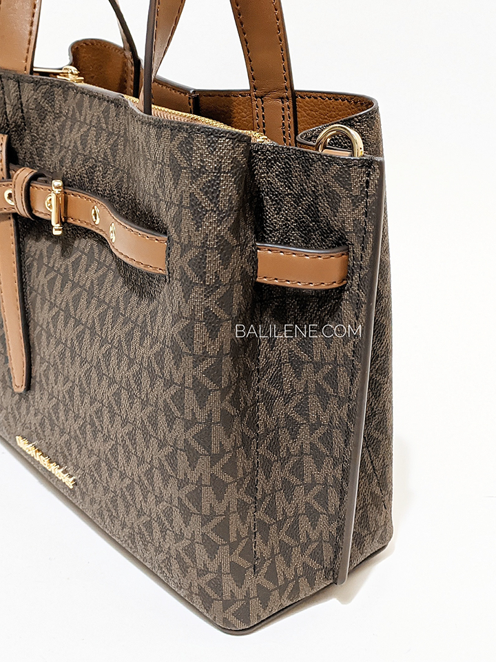 Michael Kors 35H0GU5S1B Emilia Small Logo Satchel Brown