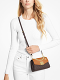 Michael Kors Lita Small Two-Tone Logo and Leather Crossbody Bag Brown