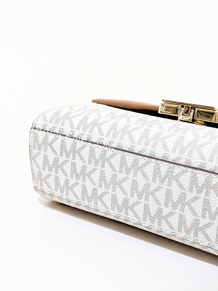 Michael Kors 35H0GXPC1V Lita Small Two-Tone Logo and Leather Crossbody Bag Vanilla
