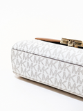 Michael Kors 35H0GXPC1V Lita Small Two-Tone Logo and Leather Crossbody Bag Vanilla