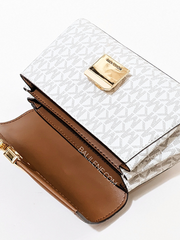 Michael Kors 35H0GXPC1V Lita Small Two-Tone Logo and Leather Crossbody Bag Vanilla